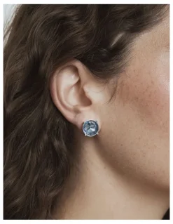Mimco Glowy Crystal Stud Earrings in Cornflower Blue