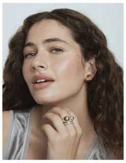 Mimco Glowy Crystal Stud Earrings in Petal