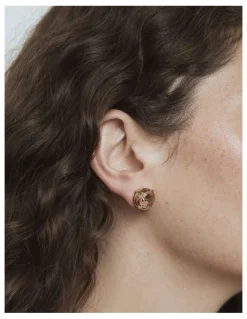 Mimco Glowy Crystal Stud Earrings in Petal