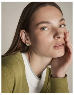 Mimco Glowy Crystal Stud Earrings in Clear