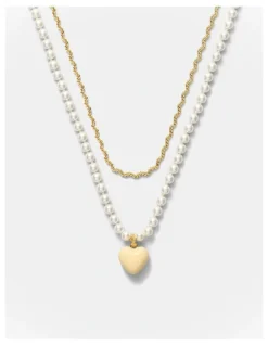 Mimco Heart Beat Necklace in Buttermilk