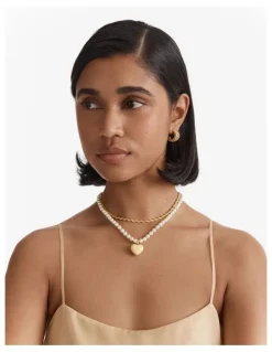 Mimco Heart Beat Necklace in Buttermilk