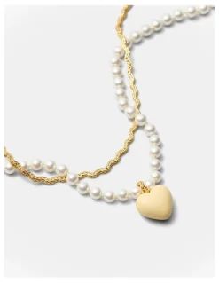 Mimco Heart Beat Necklace in Buttermilk