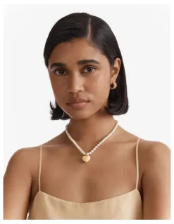 Mimco Heart Beat Necklace in Buttermilk
