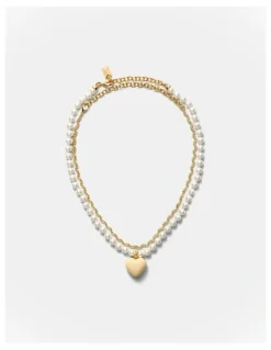 Mimco Heart Beat Necklace in Buttermilk