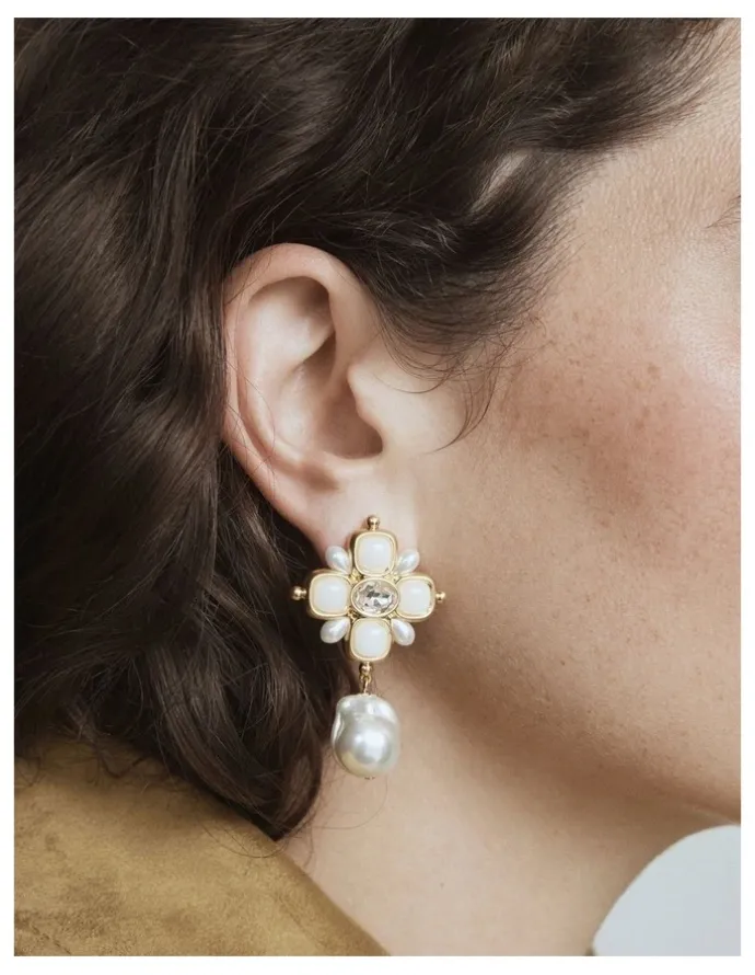 Mimco Liora Drop Earrings in Pearl