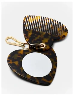 Mimco Lovely Hair Comb Keyring in Tort