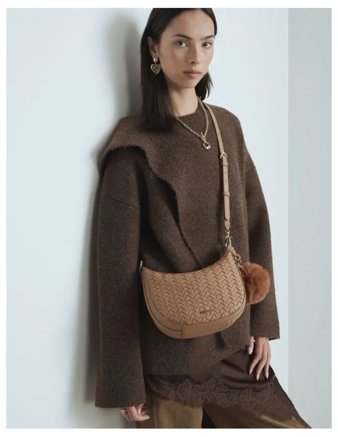 Mimco Luna Mini Crescent Bag in Caramel