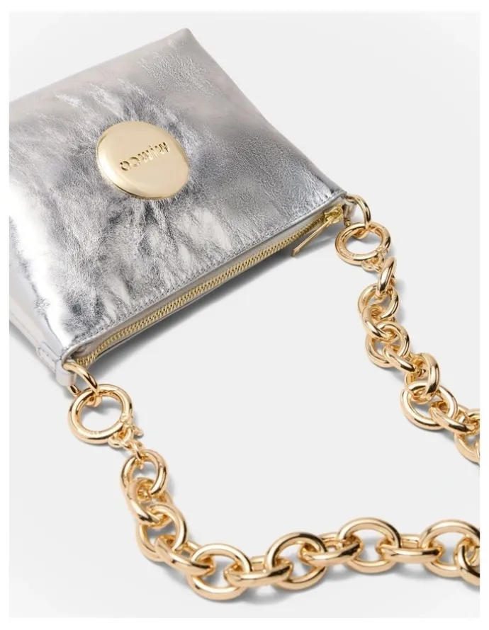 Mimco Mim Pouch Shoulder Bag in Silver