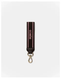 Mimco Multi Stripe Webbing Wrist Strap in Espresso