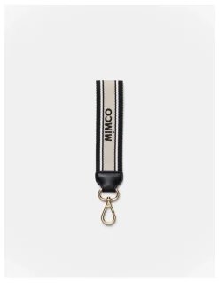 Mimco Multi Stripe Webbing Wrist Strap in Black