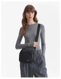 Mimco Northcote Camera Crossbody Bag in Black Light Gold