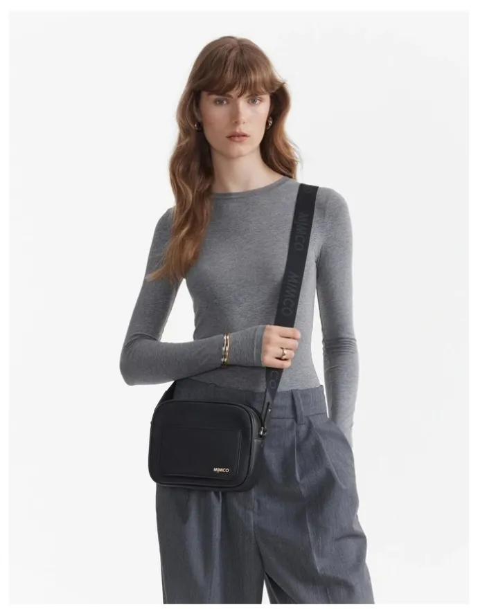 Mimco Northcote Camera Crossbody Bag in Black Light Gold