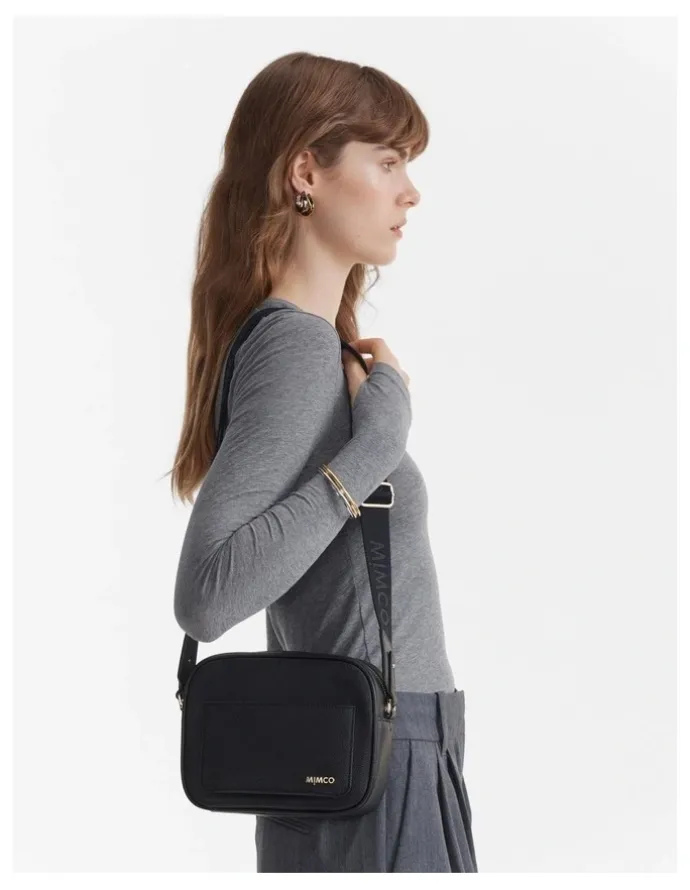Mimco Northcote Camera Crossbody Bag in Black Light Gold