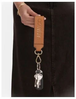 Mimco Patch Leather Keyring in Caramel