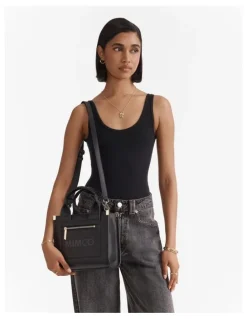 Mimco Patch Leather Mini Tote Bag in Black