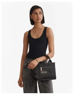 Mimco Patch Leather Mini Tote Bag in Black
