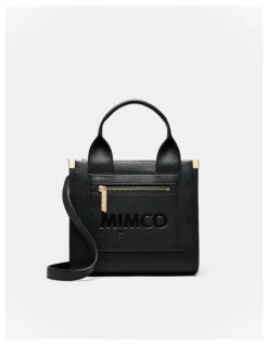 Mimco Patch Leather Mini Tote Bag in Black