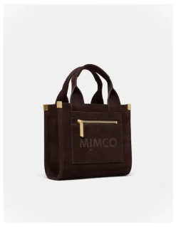 Mimco Patch Leather Mini Tote Bag in Chocolate