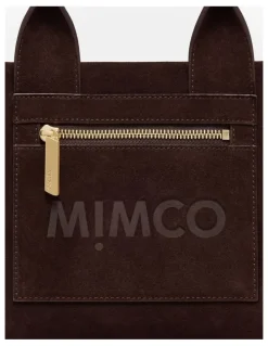Mimco Patch Leather Mini Tote Bag in Chocolate