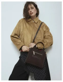 Mimco Patch Leather Mini Tote Bag in Chocolate