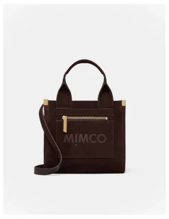 Mimco Patch Leather Mini Tote Bag in Chocolate