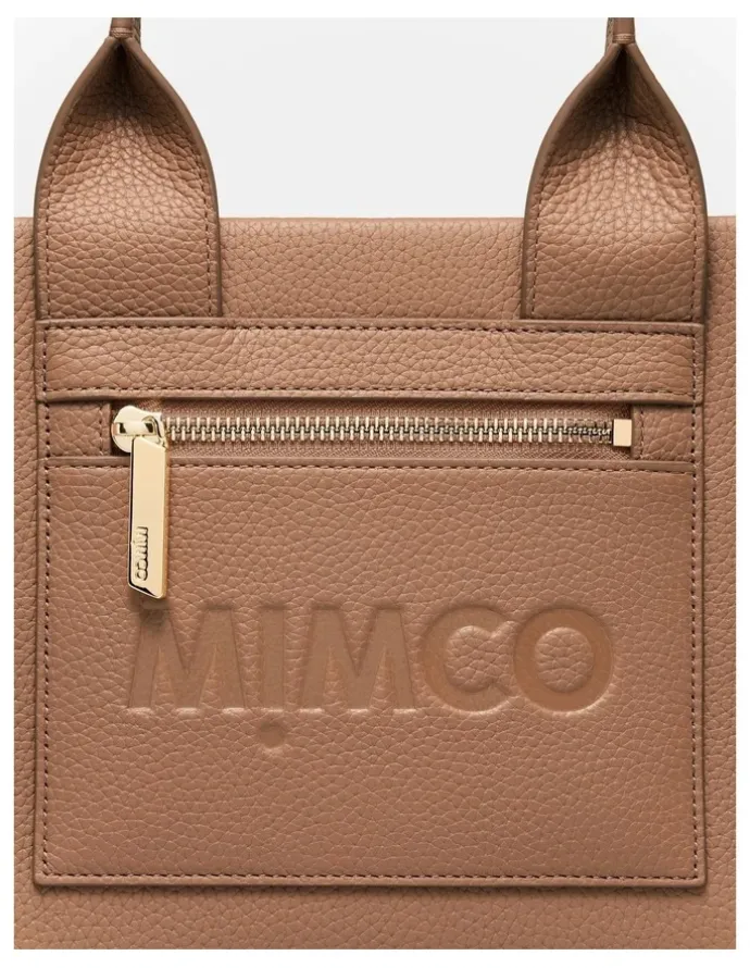 Mimco Patch Leather Mini Tote Bag in Fawn