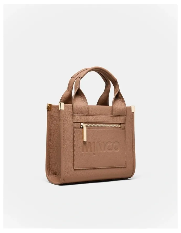 Mimco Patch Leather Mini Tote Bag in Fawn