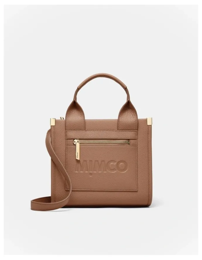 Mimco Patch Leather Mini Tote Bag in Fawn