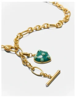 Mimco Polka Heart Necklace in Malachite