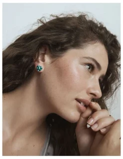 Mimco Polka Heart Stud Earrings in Green