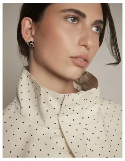 Mimco Polka Heart Stud Earrings in Black White