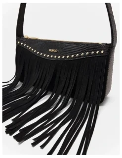 Mimco Rebel Fringe Shoulder Bag in Black