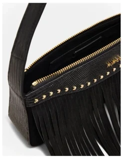 Mimco Rebel Fringe Shoulder Bag in Black