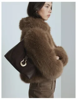Mimco Shield Shoulder Bag in Bitter Chocolate
