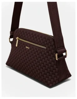 Mimco Squad Woven Crossbody Bag in Chocolate