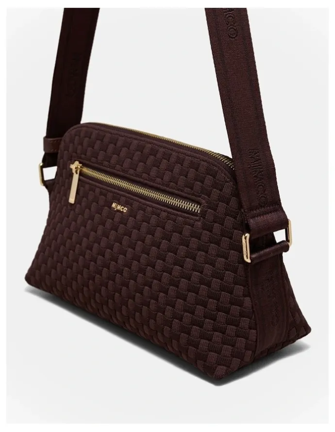 Mimco Squad Woven Crossbody Bag in Chocolate