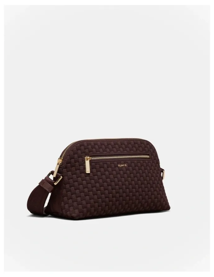 Mimco Squad Woven Crossbody Bag in Chocolate