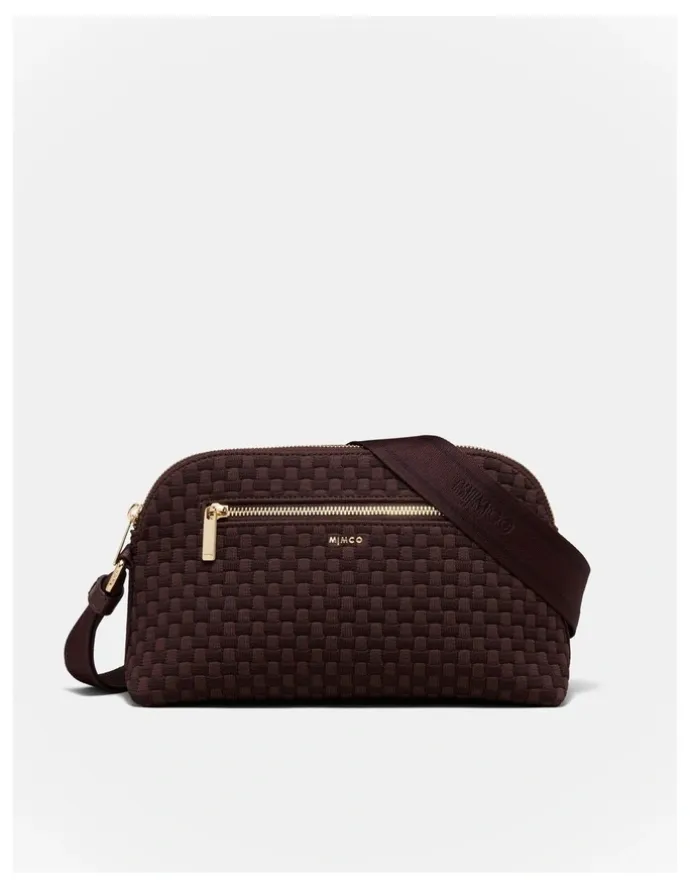 Mimco Squad Woven Crossbody Bag in Chocolate