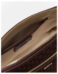 Mimco Squad Woven Crossbody Bag in Chocolate