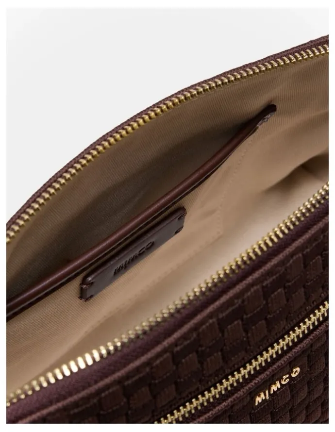 Mimco Squad Woven Crossbody Bag in Chocolate