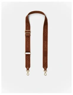 Mimco Stripe Webbing Bag Strap in Walnut