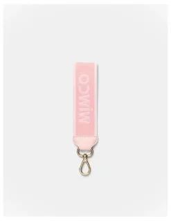 Mimco Stripe Webbing Wrist Strap in Pink Dust