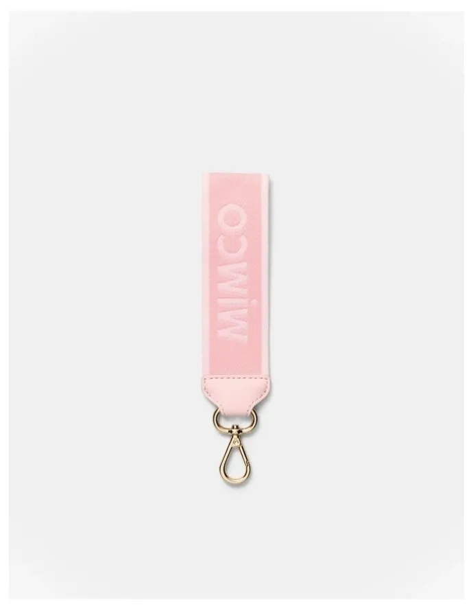 Mimco Stripe Webbing Wrist Strap in Pink Dust