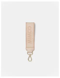 Mimco Stripe Webbing Wrist Strap in Biscuit