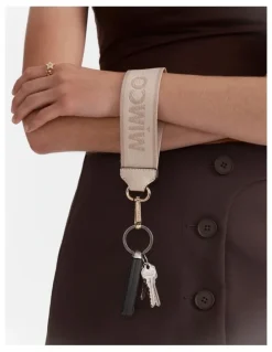 Mimco Stripe Webbing Wrist Strap in Pearl