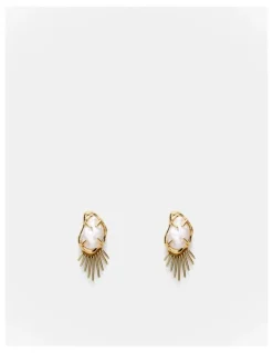 Mimco Sunray Earrings Jacket in Gold