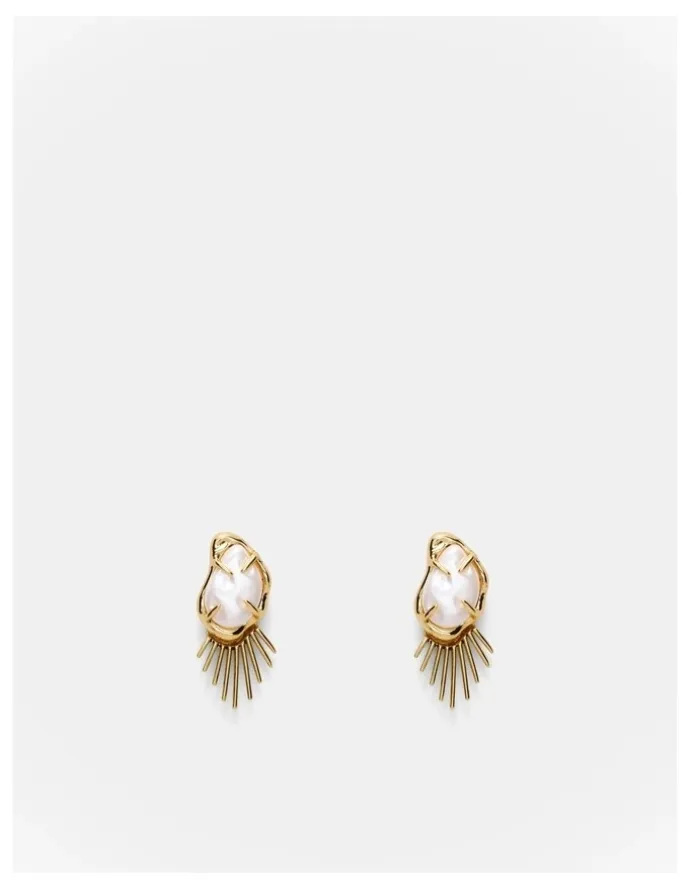 Mimco Sunray Earrings Jacket in Gold