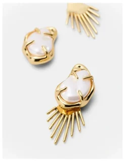 Mimco Sunray Earrings Jacket in Gold