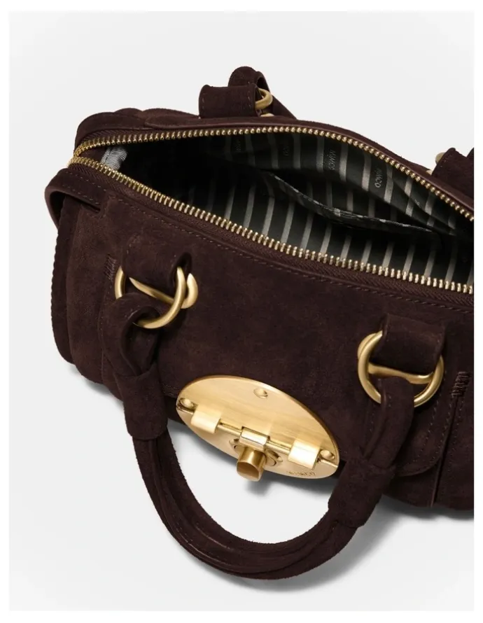 Mimco Turnlock Bowler Grab Crossbody Bag in Chocolate